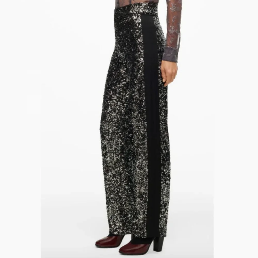 BLOGGER'S FAVE! Zara Silver Sequin Pants Limited Edition Sz S, M NWT